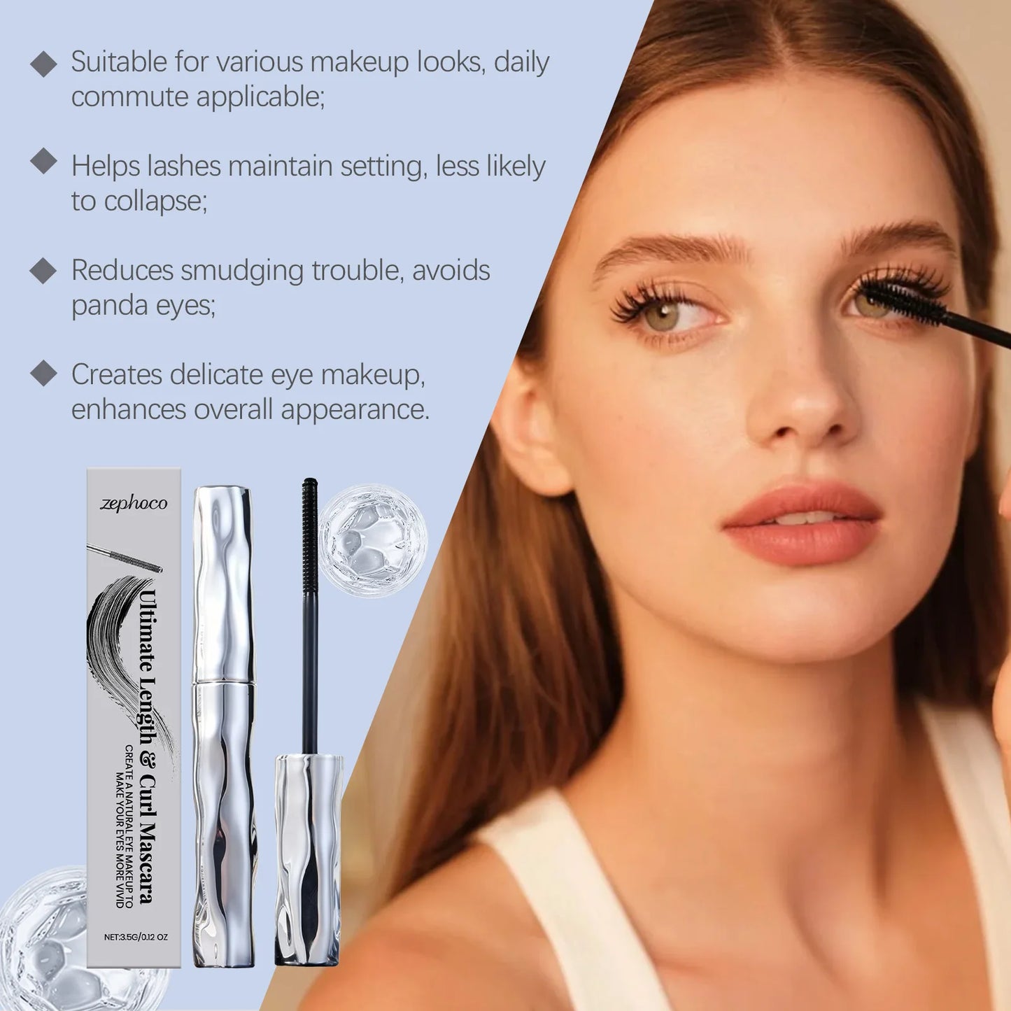 Zephoco Waterproof Mascara – Lengthening, Curling & Smudge-Proof