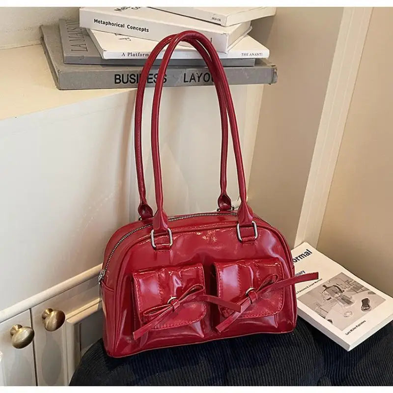 Vintage PU Leather Shoulder Tote Bag | Large Women's Handbag