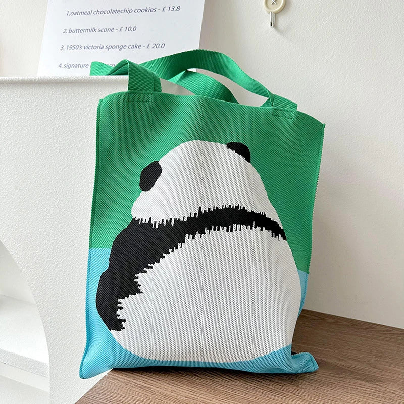 Knitted Cartoon Shoulder Bag – Large Capacity Women's Tote