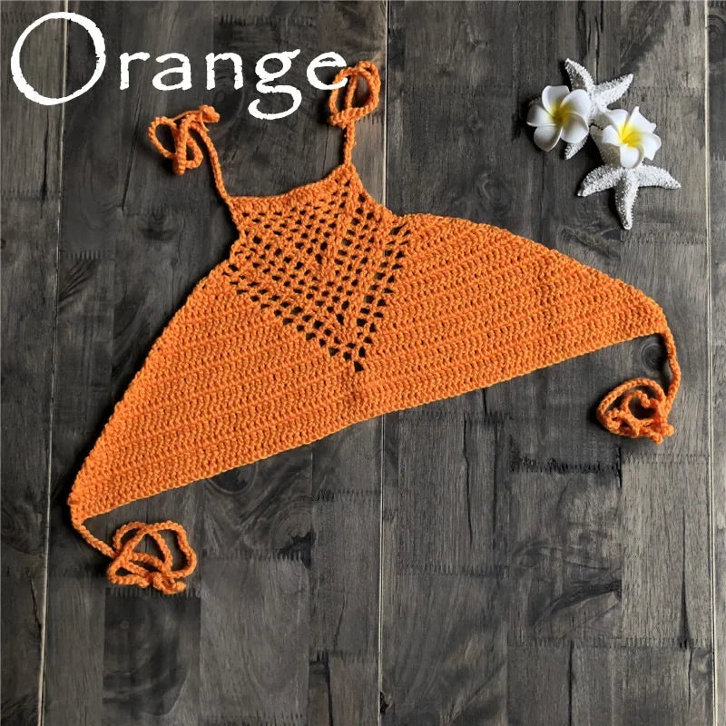 Handmade Crochet Wrap-Neck Bikini Top | Women's Beachwear