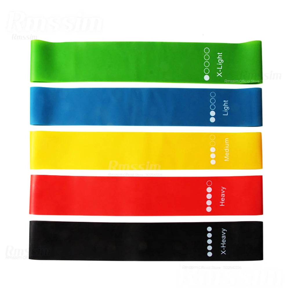 Different Resistance Bands Yoga Band Fitness Exercise Training Hip Tension Band Leg Squat Dance Elastic Loop Stretch Band Peaceful Pleasures Health and Wellness 5Pcs Colorful