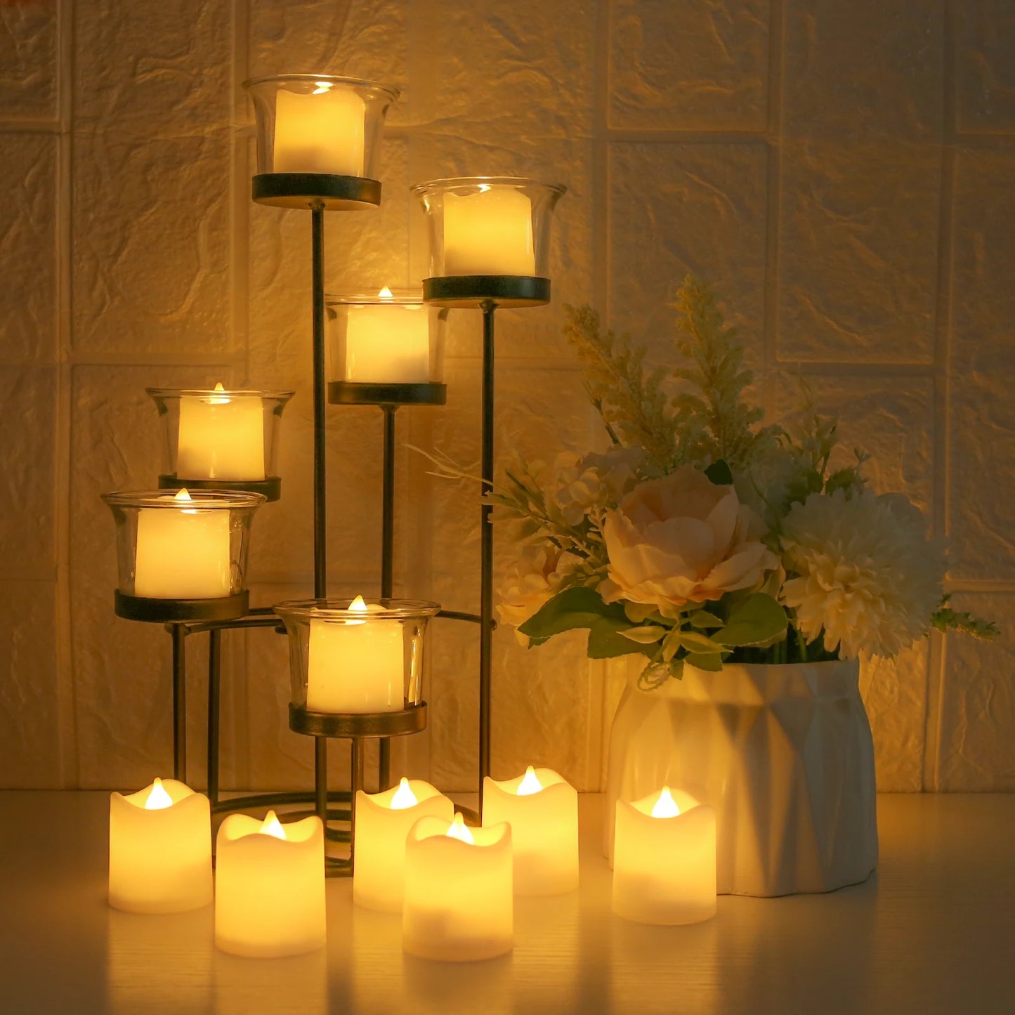 24/48 Pack Flameless Votive Candles Electric Battery Operated LED Tea Lights Fake Candle Warm White for Wedding Table Christmas Peaceful Pleasures Health and Wellness