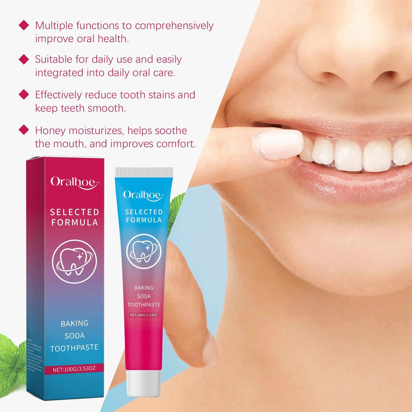 Oralhoe Baking Soda Toothpaste – Mint, Whitening & Anticavity