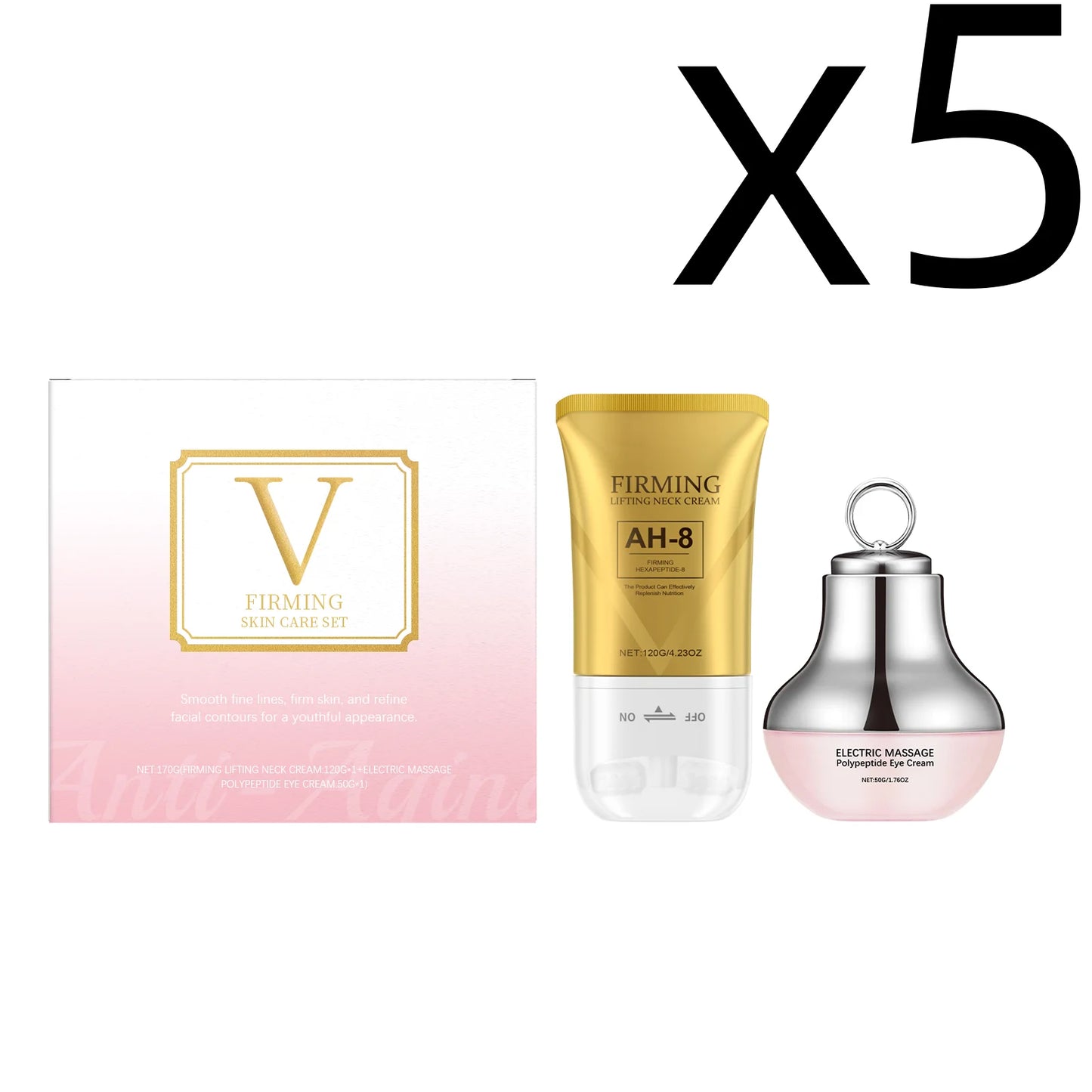 Face Firm Care Kit Tighten Eye Skin Improve Neck Firmness Relieve Skins Fatigue Brighten Tone Nourish Face Shaping Contour Kit Peaceful Pleasures Health and Wellness 5set