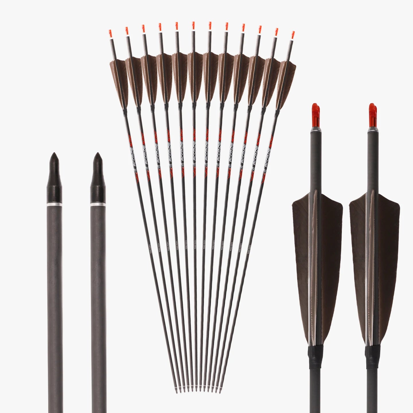 6 12 Pure Carbon Turkey Feather Arrow ID6 Spine 250 300 350 400 500
