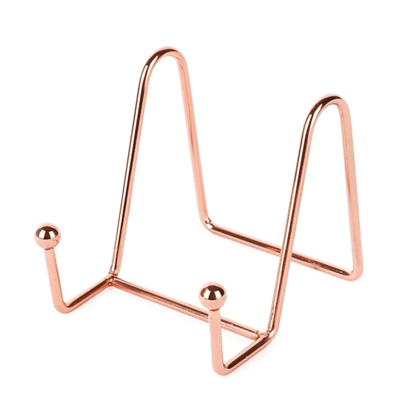 3Pcs Metal Display Easel Stand Holder for Pictures Photos Plates Artwork Tabletop Decorative Dish Frame Home Decor Peaceful Pleasures Health and Wellness Rose gold S