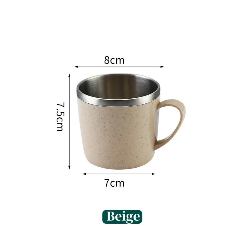 Double-Wall Stainless Steel Insulated Mug – Anti-Scald, Shatterproof, with Handle for Coffee, Tea & Milk