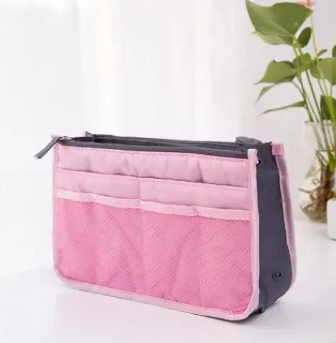 Multi Functional Large Capacity Makeup Bag Portable Double Zipper Toiletries Travel Storage Bag Mommy Bag Multi Pocket Cosmetic Peaceful Pleasures Health and Wellness Pink M