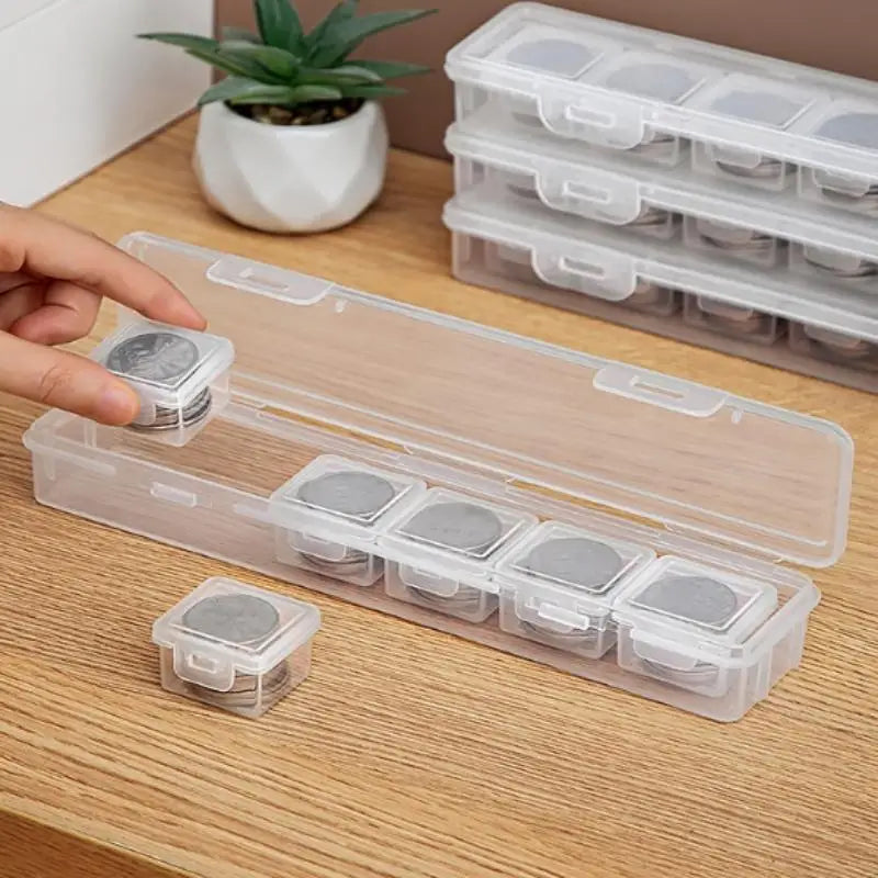 Clear Plastic Coin Storage Box – Rectangular Capsule Case Holder