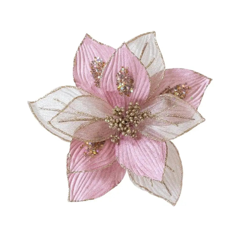 Glitter Magnolia Artificial Flowers | Flexible Stems 24cm