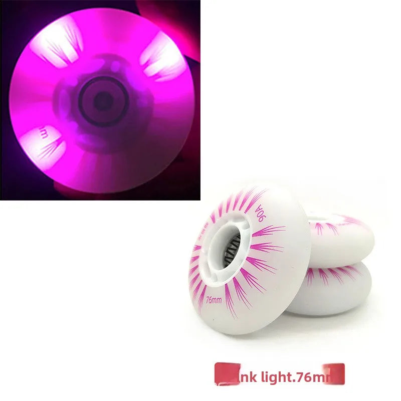 4PCS LED Flash Inline Skate Wheels 90A | 68–80mm Multi-Color
