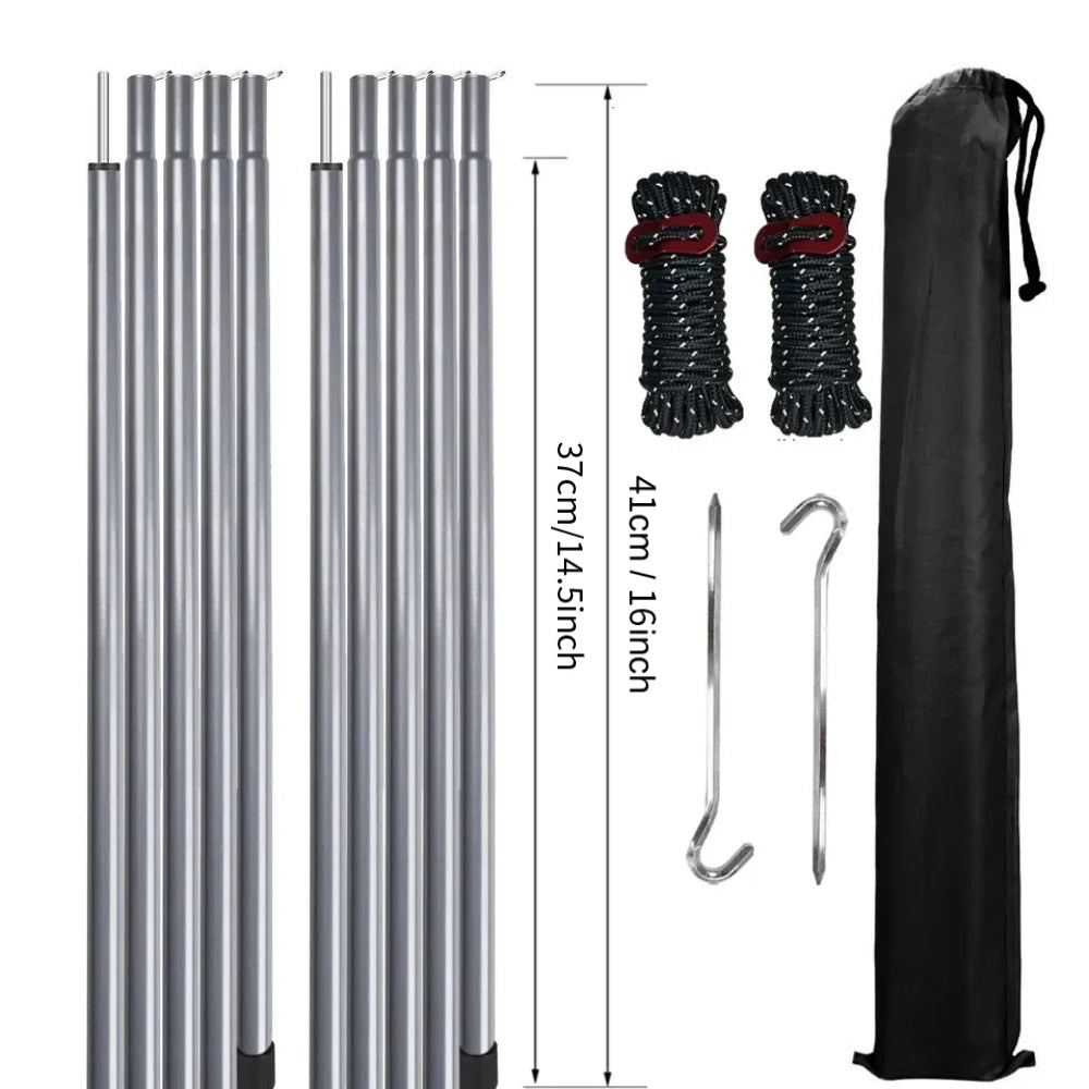 Adjustable Telescopic Tent Poles Set of 2 | Camping Tarp Awning