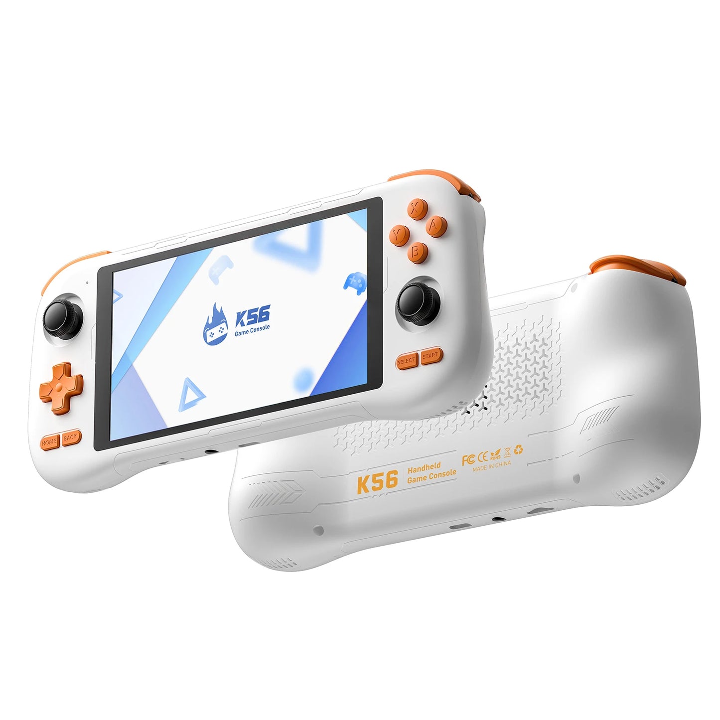 K56 Android 14 portable gaming console with 5.5-inch touchscreen and over 50 retro video game emulators for DC/MAME/SS/PSP Peaceful Pleasures Health and Wellness K56-White