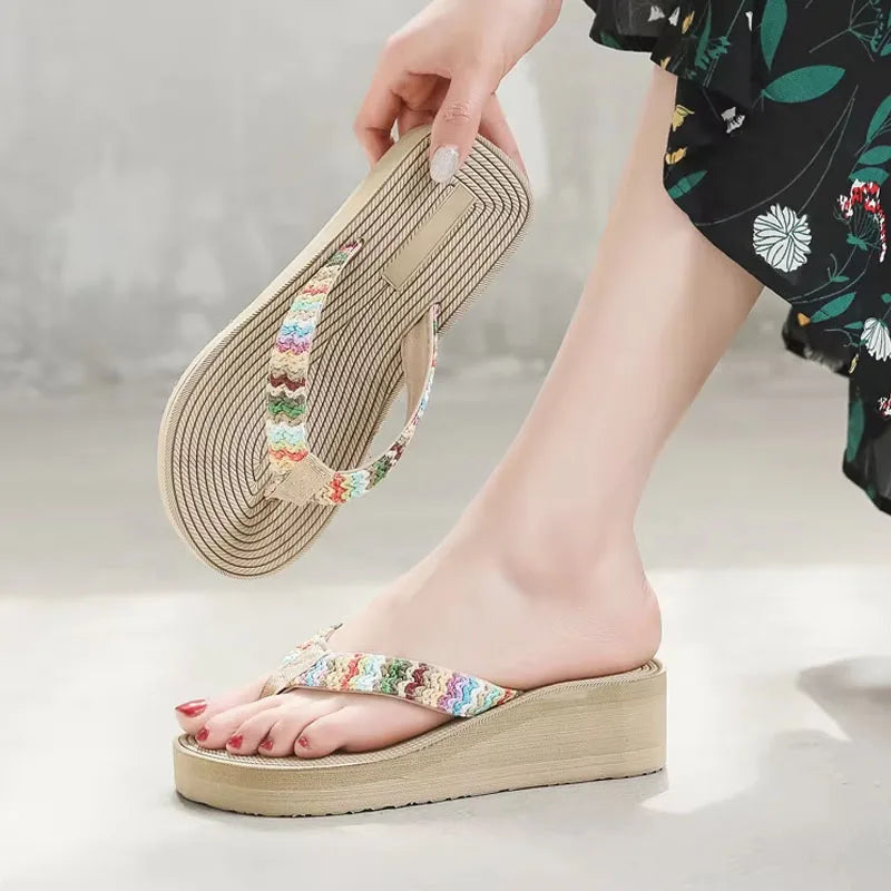 Women's Bohemian Wedge Flip Flops – Beach Sandals & Slippers
