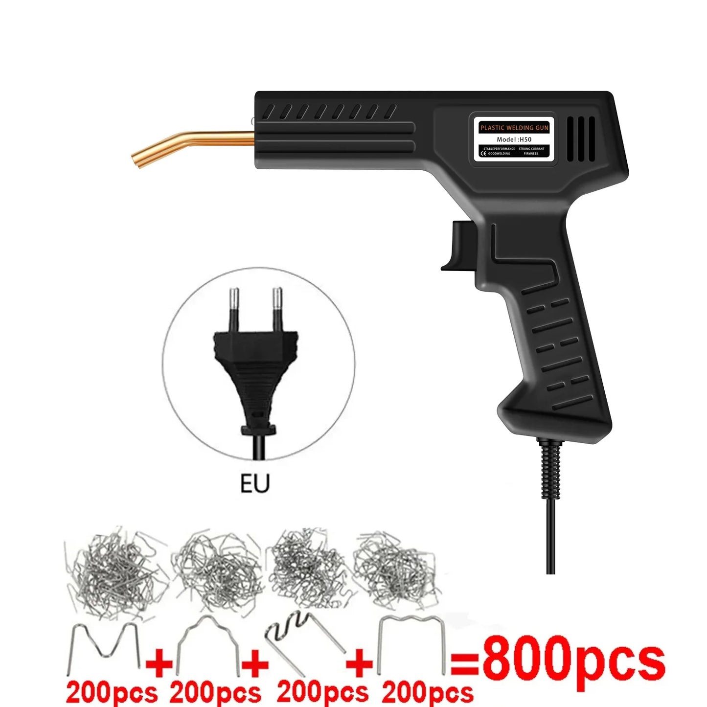 Car Bumper Repair Plastic Welder Hot Nail Gun with 4 Sizes Nails Kit for PVC ABS Plastic Welding Fix Peaceful Pleasures Health and Wellness EU with 800PCS-1