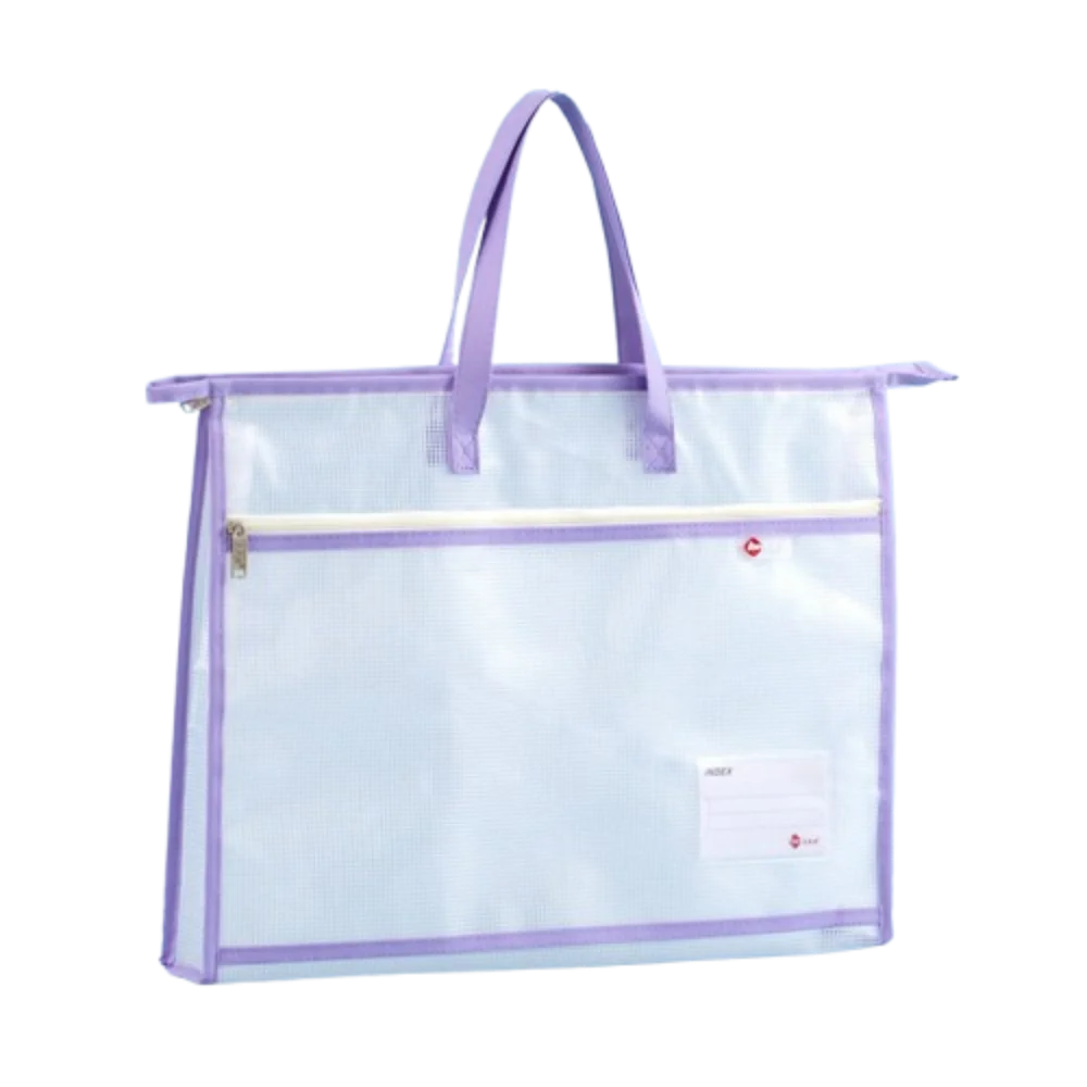 Clear A3/A4 File Storage Bag Thickened Multi-layer Zipper Pouch Bag Large Capacity Waterproof Data Document Bag File Holder Peaceful Pleasures Health and Wellness Purple-A3