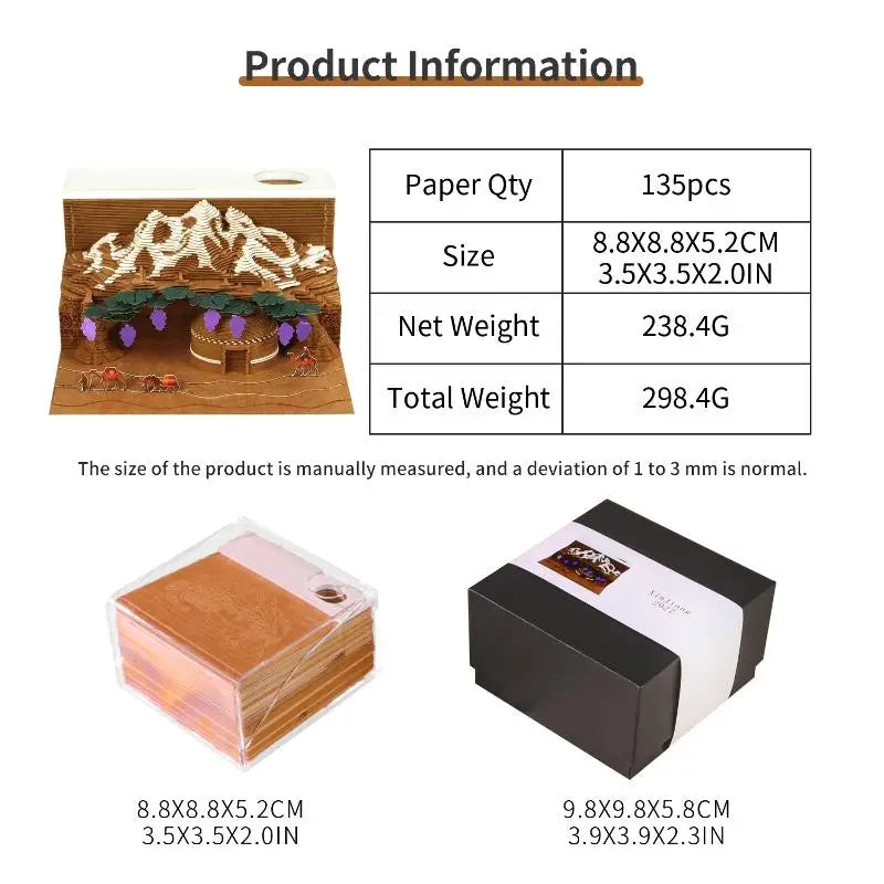 2027 3D Desk Calendar with LED Light & Tear-Away Pages