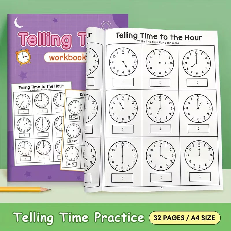 Telling Time Workbook Kids Master Analog Digital Clocks 30 Days Daily