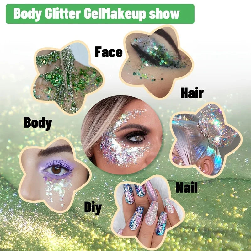 6-Pack Glitter Stick Set – Waterproof Sequin Gel Face & Body