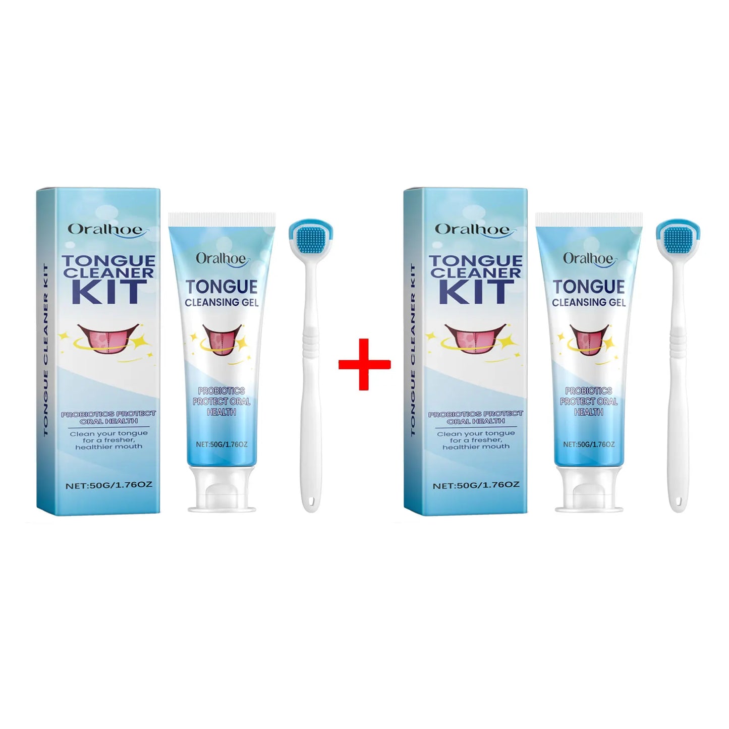 Oralhoe Tongue Scraper Kit with Brush & Cleaning Gel | Fresh Breath