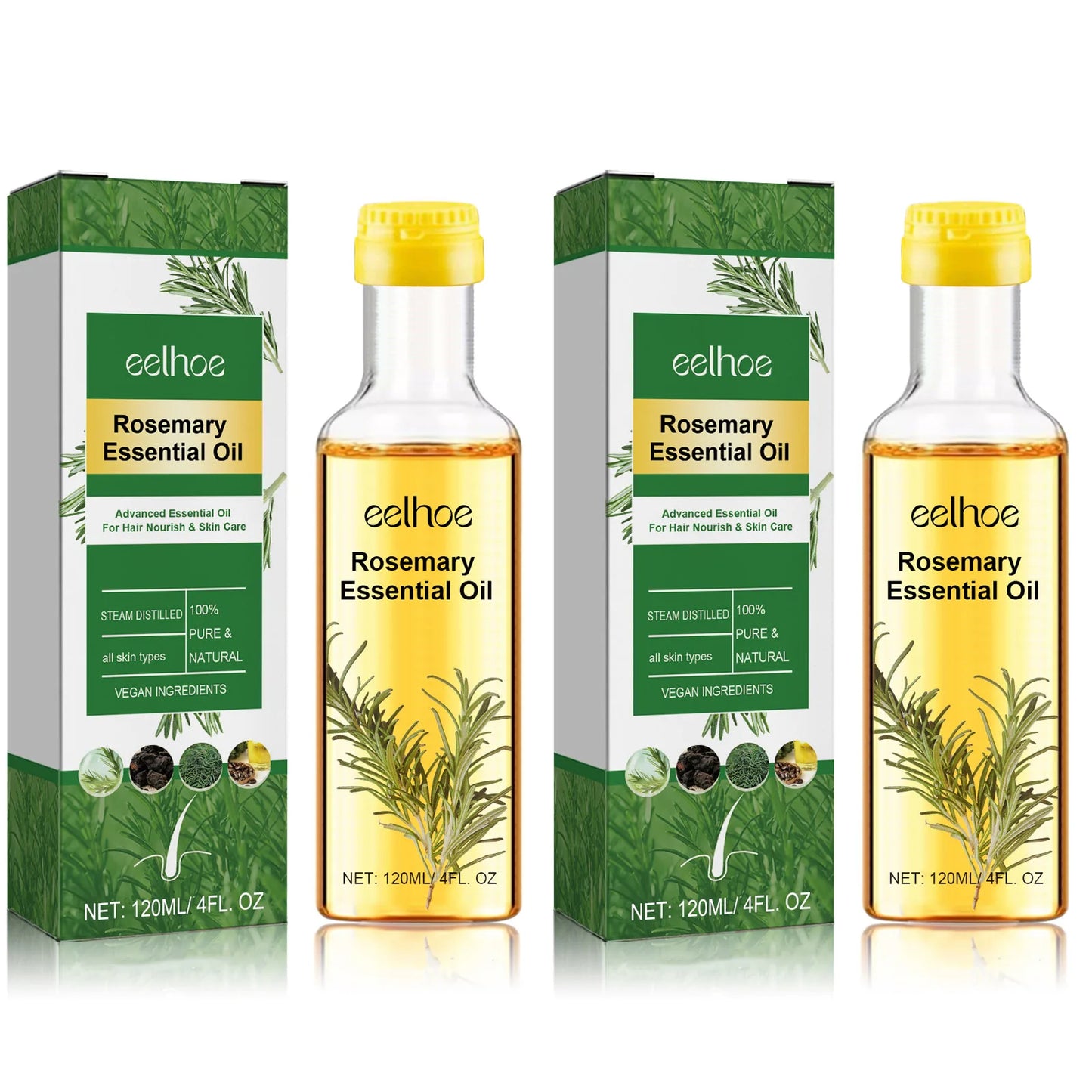 Eelhoe Rosemary Hair Growth Oil – Repairs & Reduces Hair Loss Hair Growth Oil Peaceful Pleasures Health and Wellness 2 x 120ml Boxed