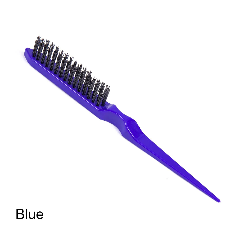 Professional Double Sided Edge Hair Brush for Slick Ponytail Slim Line Teasing Rat Tail Comb 1Pcs Styling Tool Peaceful Pleasures Health and Wellness Blue