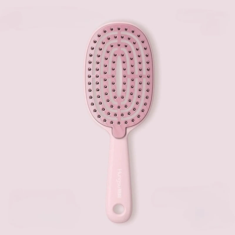 Self-Cleaning Retractable Detangling Hairbrush | Nylon Bristles Detangling Hairbrush Peaceful Pleasures Health and Wellness Pink
