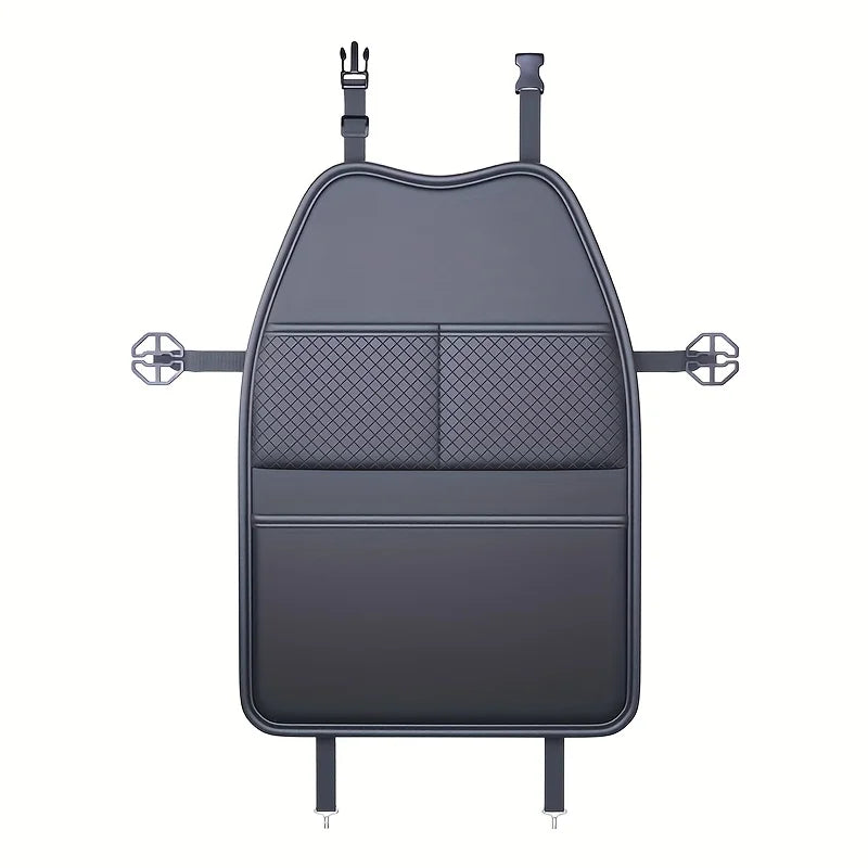 PU Leather Car Seat Back Protector with Pockets & Tablet Holder