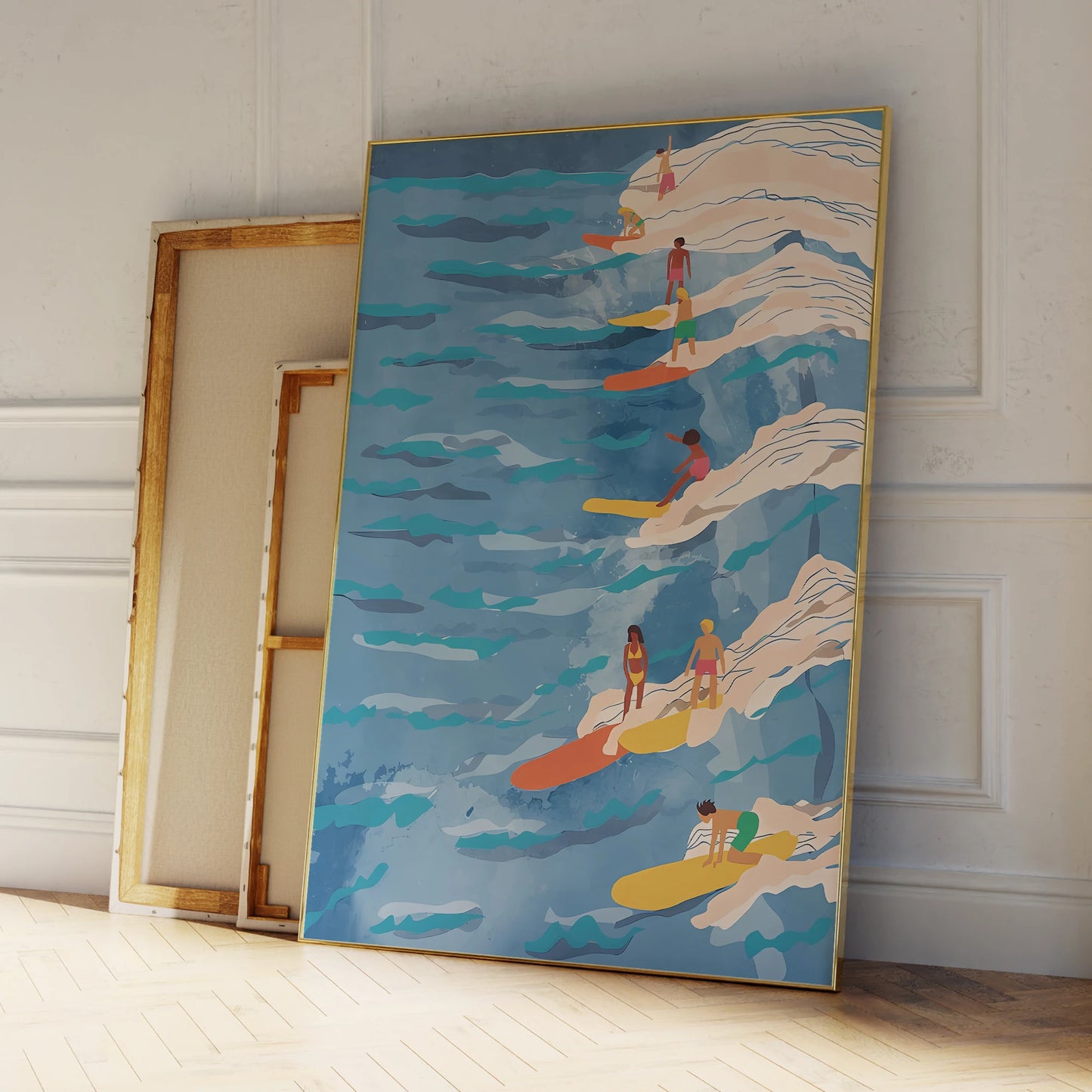 Surfing Blue Waves Canvas Wall Art Print | Modern Home Decor Canvas Wall Art Print Peaceful Pleasures Health and Wellness