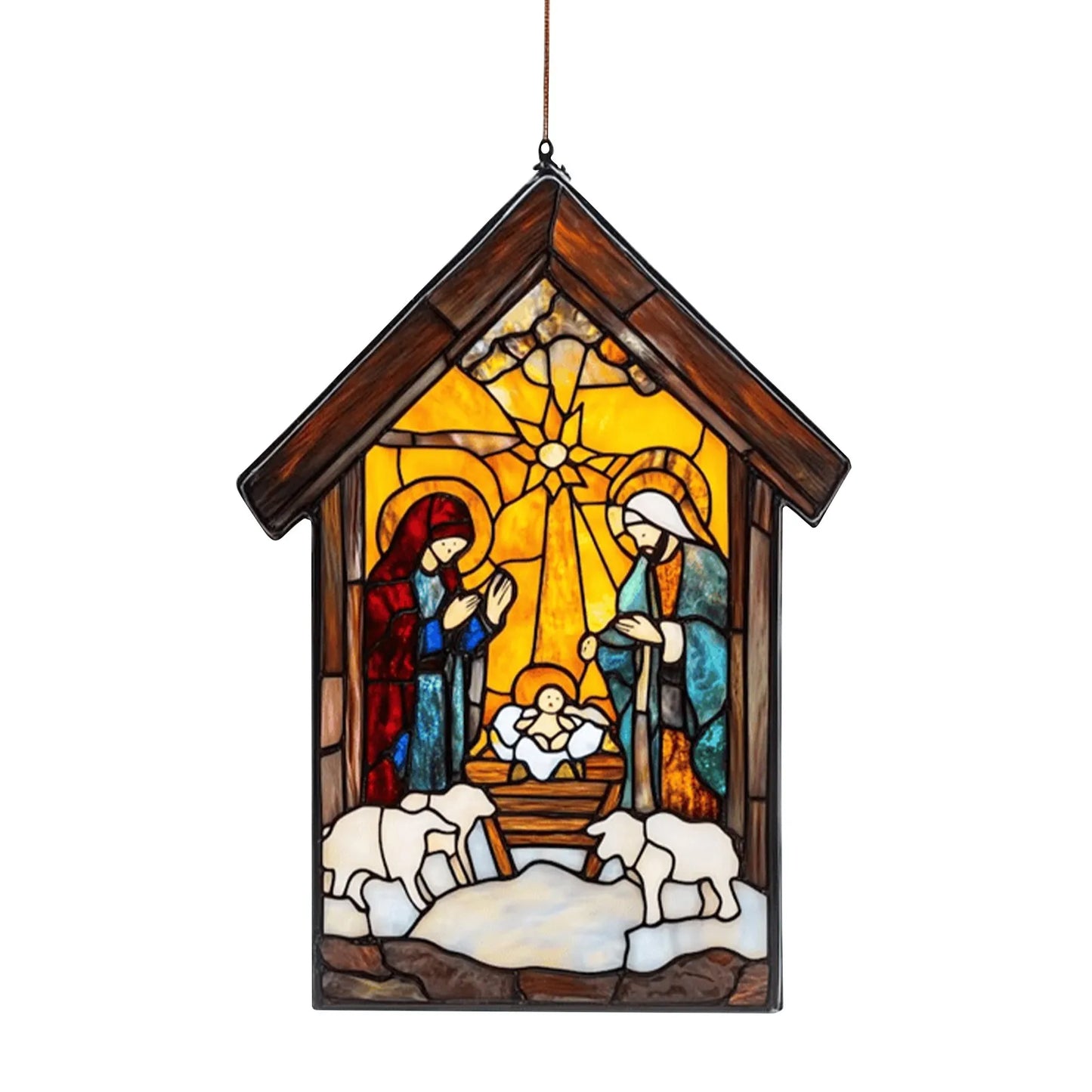 Nativity Scene Suncatcher – Stained Acrylic Window Ornament