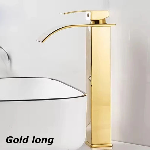 Black Stainless Steel Waterfall Basin Faucet | Hot & Cold