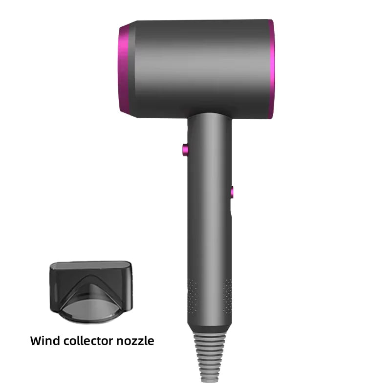 Negative Ionic Hair Dryer Blow Dryer With Concentrator Nozzle Hot Cold Wind Fast Drying Salon Household Hair Styling Tool Peaceful Pleasures Health and Wellness grey