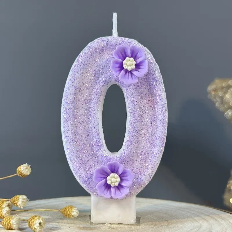 2026 New Cute Purple Flowers 3D Number Cake Candles for Birthday Party Decorations Birthday Decoration Cake Decorating Tools Peaceful Pleasures Health and Wellness 0