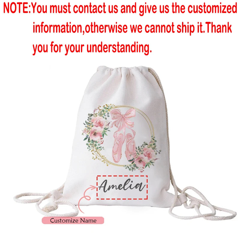 Personalized Ballet Drawstring Backpack | Custom Gift Bag for Girls