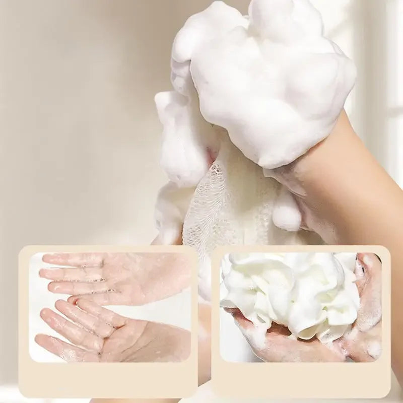 2-in-1 Exfoliating Mesh Bath Sponge with Drawstring Soap Pouch