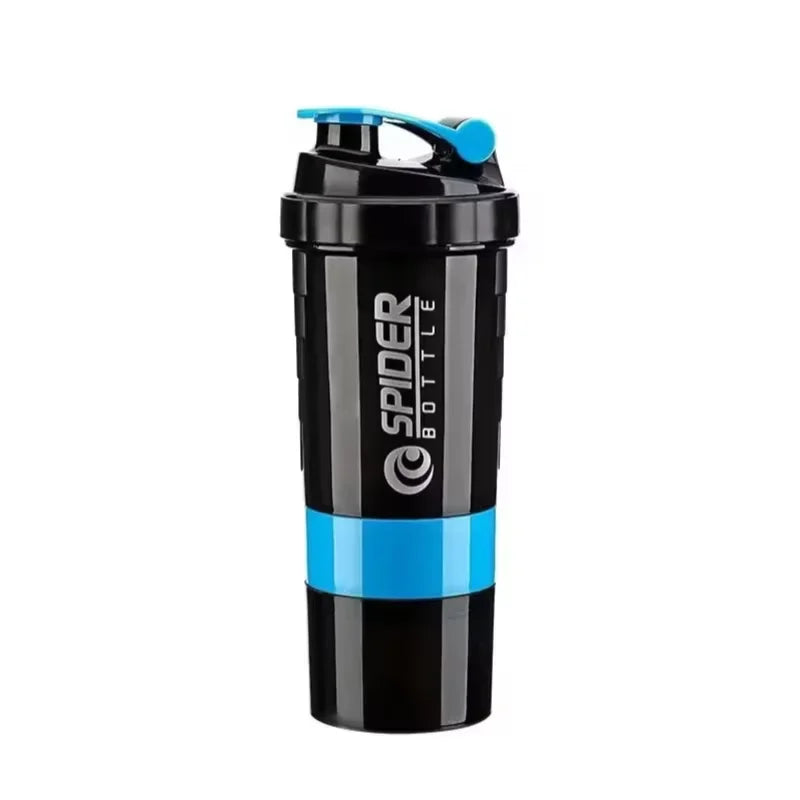 3-Layer Protein Shaker Bottle – Gym Mixing Cup & Water Bottle