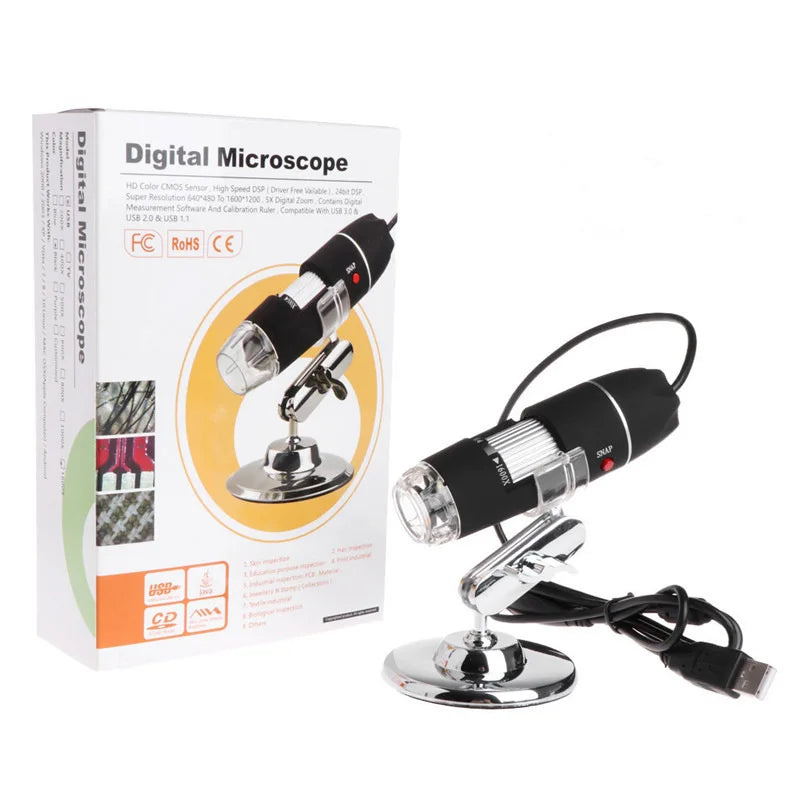 High Definition 1600X Usb 2-In-1 Electron Microscope 3-In-1 Industrial Beauty Digital Magnification Peaceful Pleasures Health and Wellness