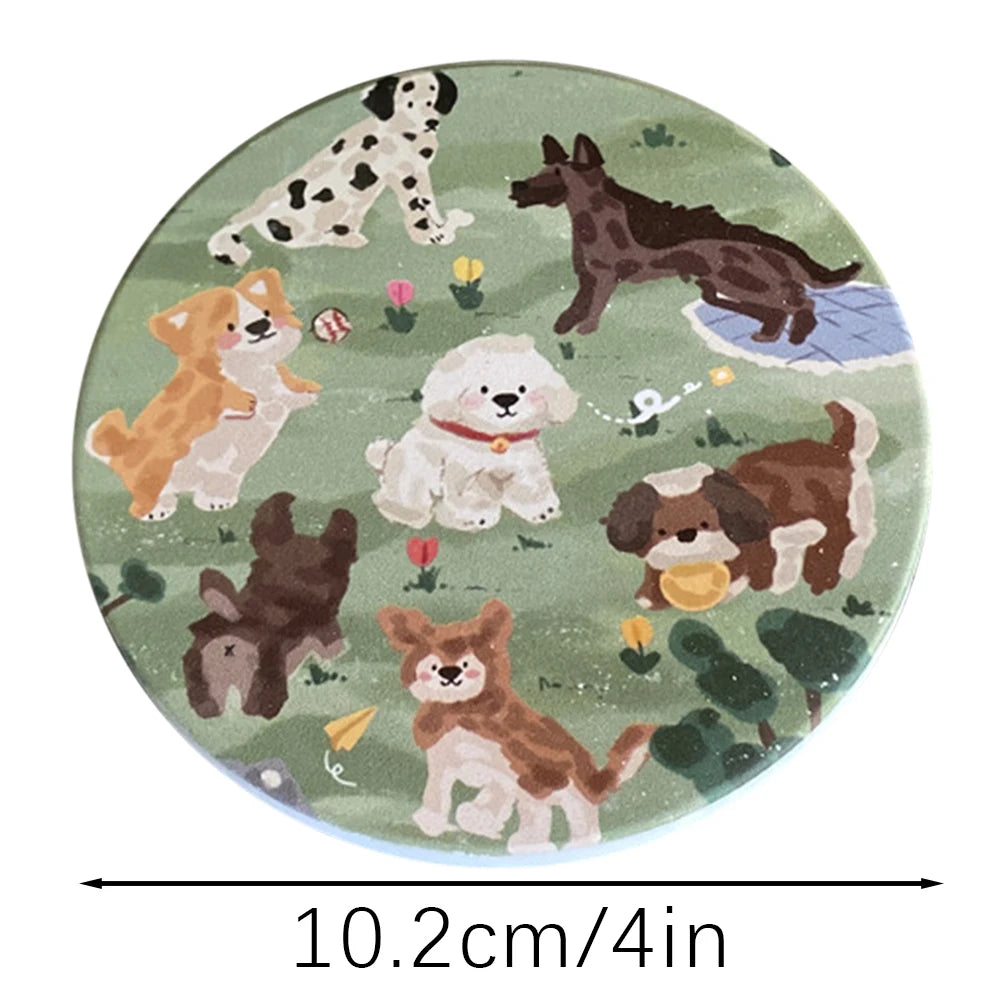 Ceramic Coaster Cute Dog Round Coaster For Drink Round Premium Absorbent Ceramic Dog Lover Coaster For Home Decor Coffee Shop Peaceful Pleasures Health and Wellness