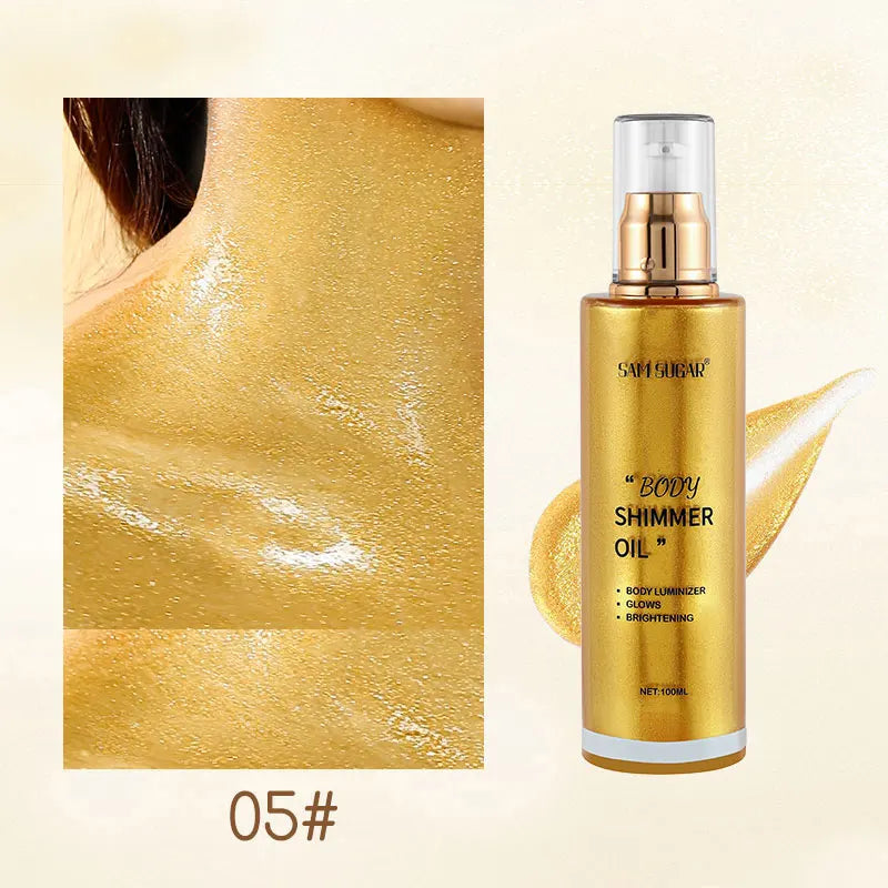 SAM SUGAR Pearl Rose Gold Shimmer Body Oil & Face Highlighter