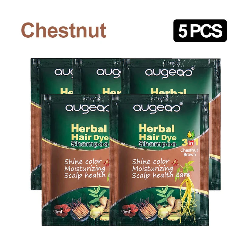 Natural Herbal Hair Dye Shampoo – Grey Coverage 30ml (3/5 Pack)