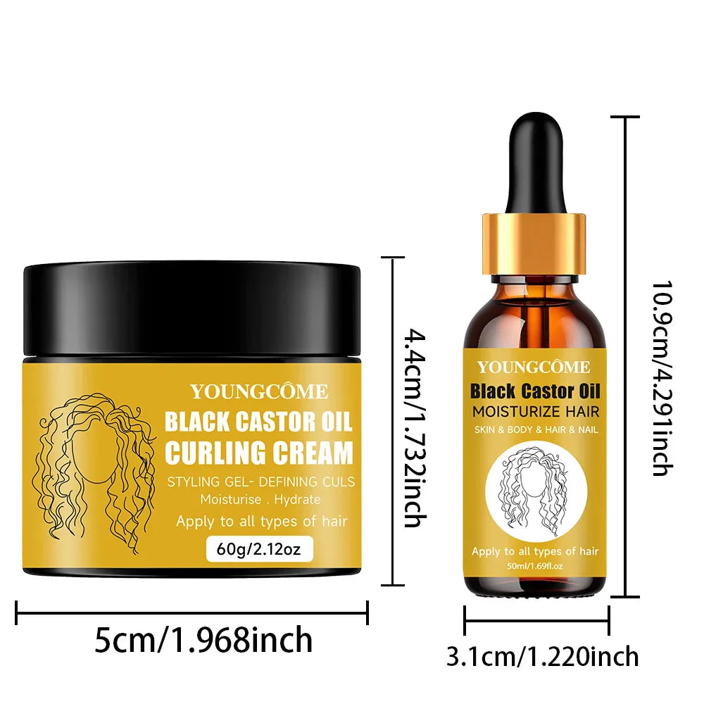 Jamaican Black Castor Oil & Curling Cream Duo | Hair Growth