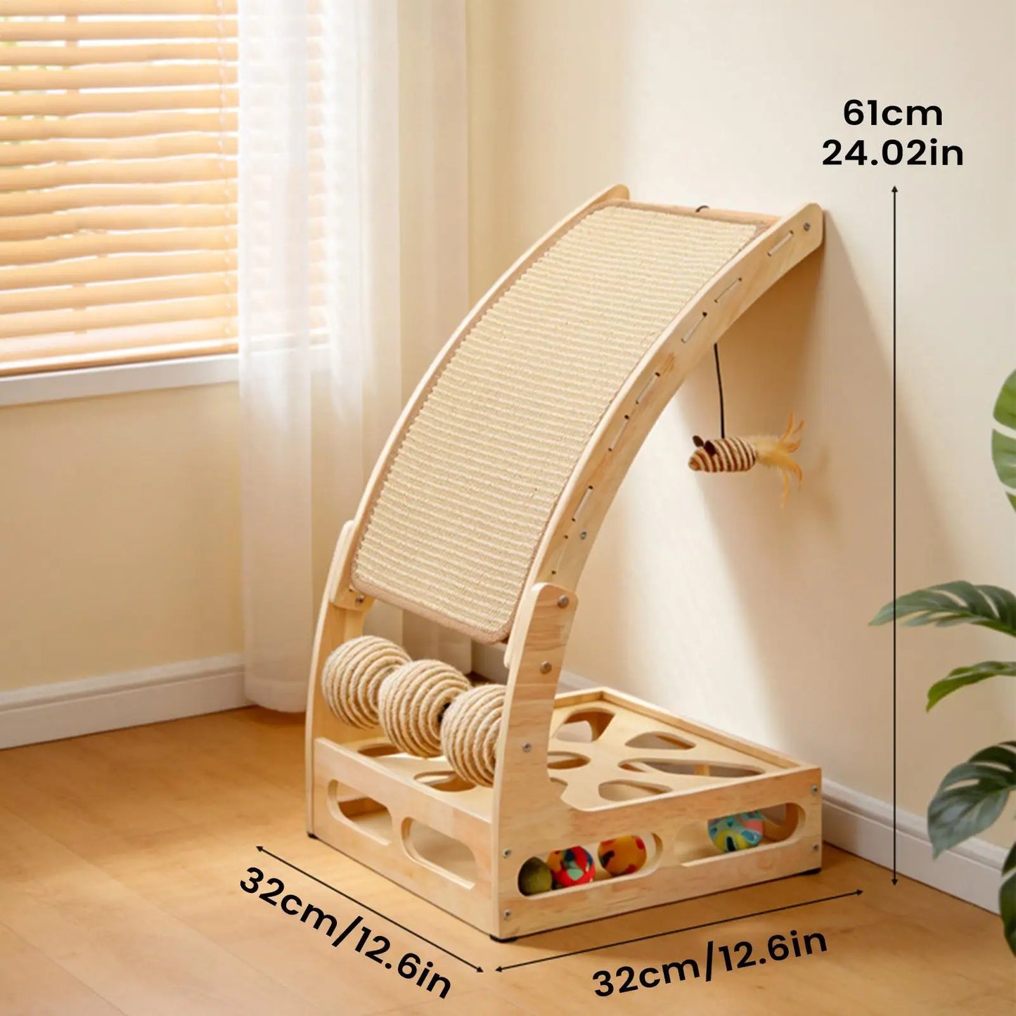 Cat Scratch Padwith Ball Maze Vertical Cat Scratcher Furniture Protector Toys for Home Living Room Apartment Dorm Corner Peaceful Pleasures Health and Wellness