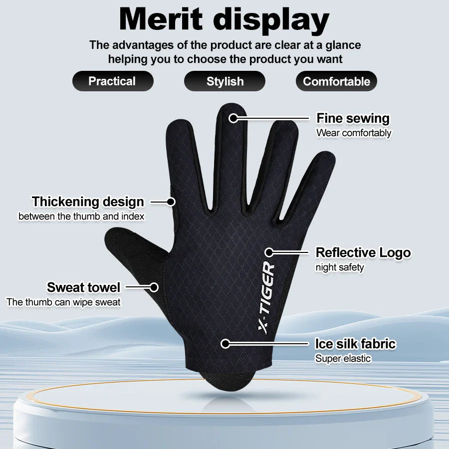 X-TIGER Full Finger Cycling Gloves – Touchscreen & Non-Slip