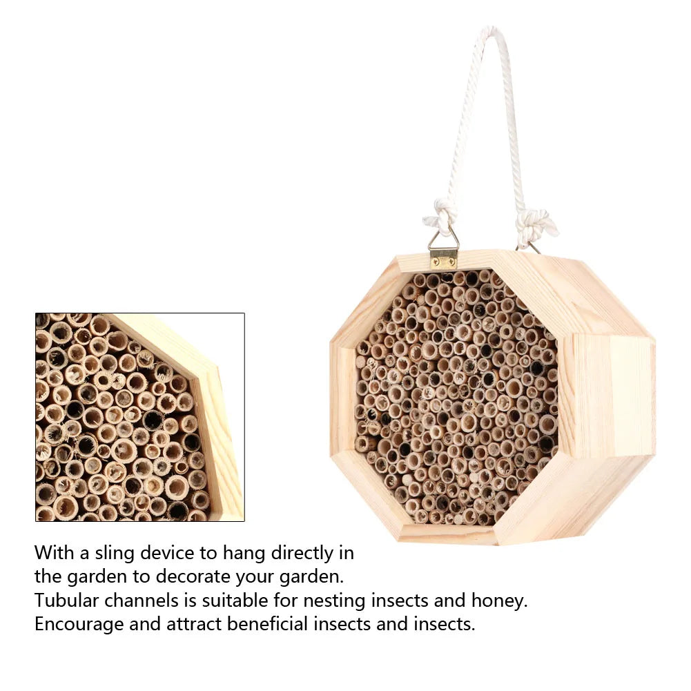 Wooden Insect Bee House Wood Bug Room Hotel Nesting Box Outdoor