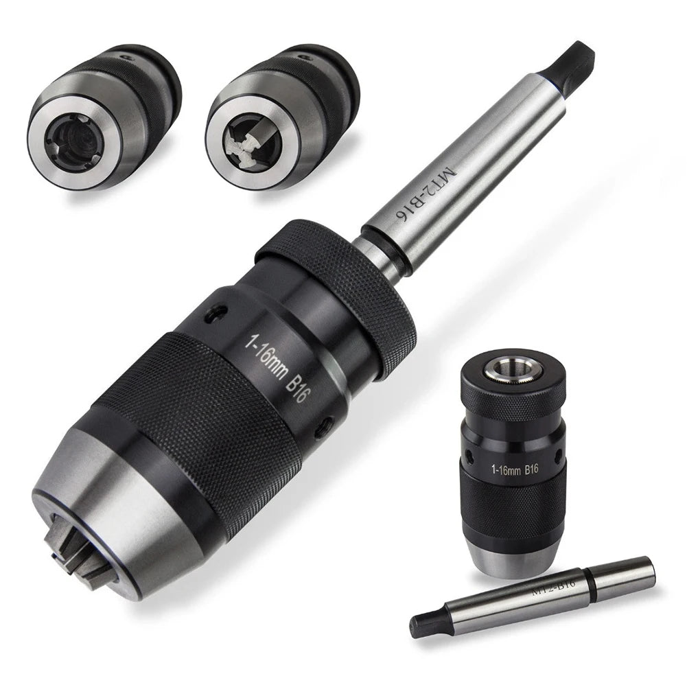 B16 1- Steel Self Tighten Keyless Drill Chuck MT2-B16 Arbor Lathe MK2