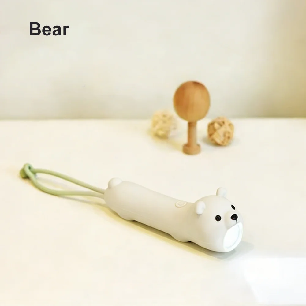 New Soft Silicone LED Flashlight USB Rechargeable Light Bear Rabbit Portable Outdoor Household Bedtime Story Torch For Children Peaceful Pleasures Health and Wellness Bear