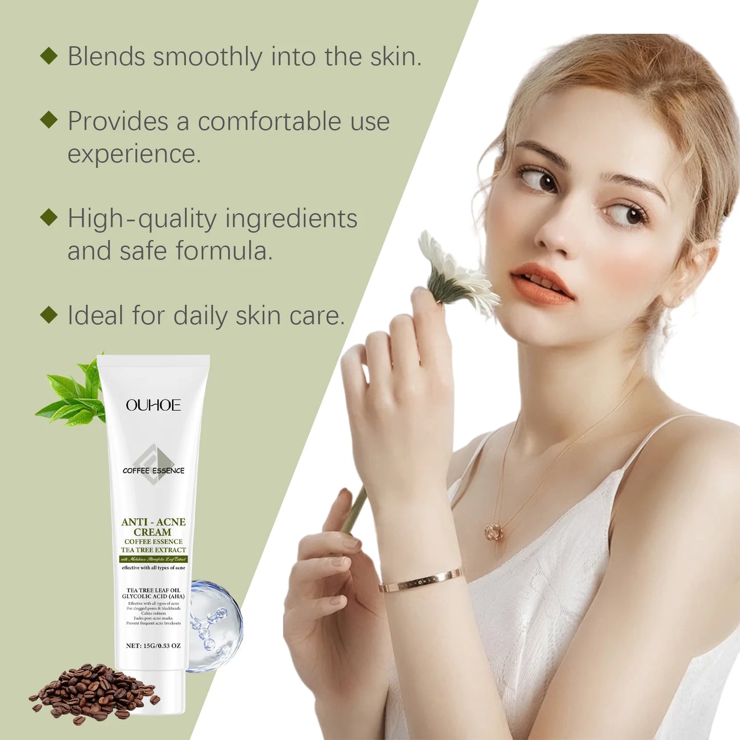 OUHOE Herbal Anti-Acne Cream – Blemish, Pore & Whitening Treatment