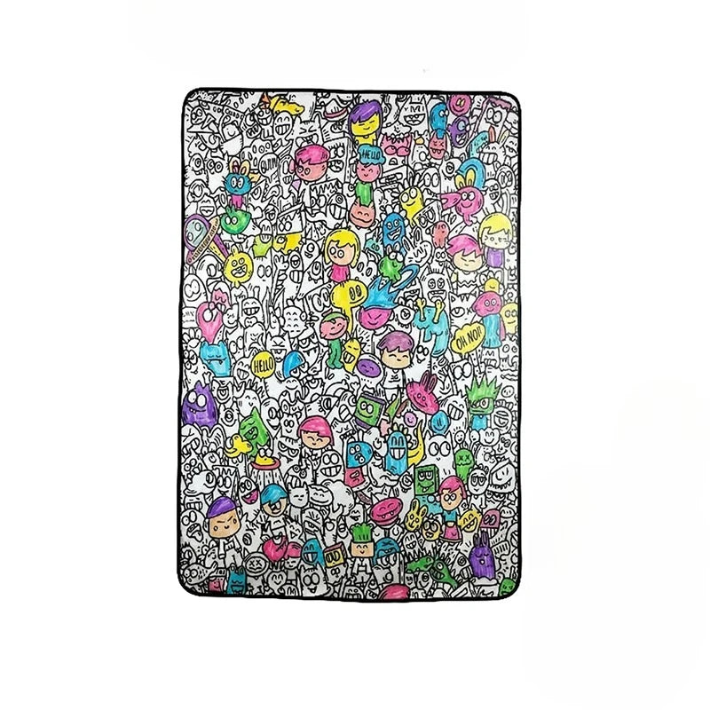 Kids DIY Coloring Graffiti Blanket | Washable Drawing Mat Gift