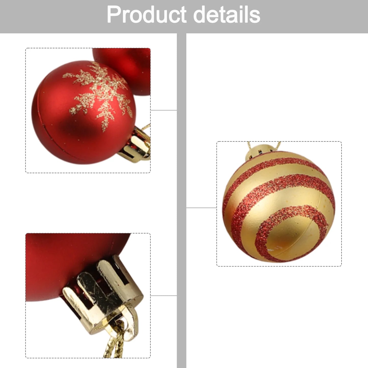 Christmas Ball Ornaments Tree Decorations Red Gold Hanging Bauble