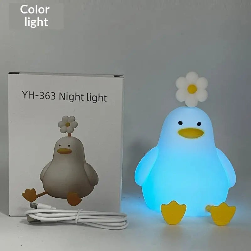 Cute Duck LED Night Light | USB Rechargeable Silicone Lamp LED Night Light Peaceful Pleasures Health and Wellness B
